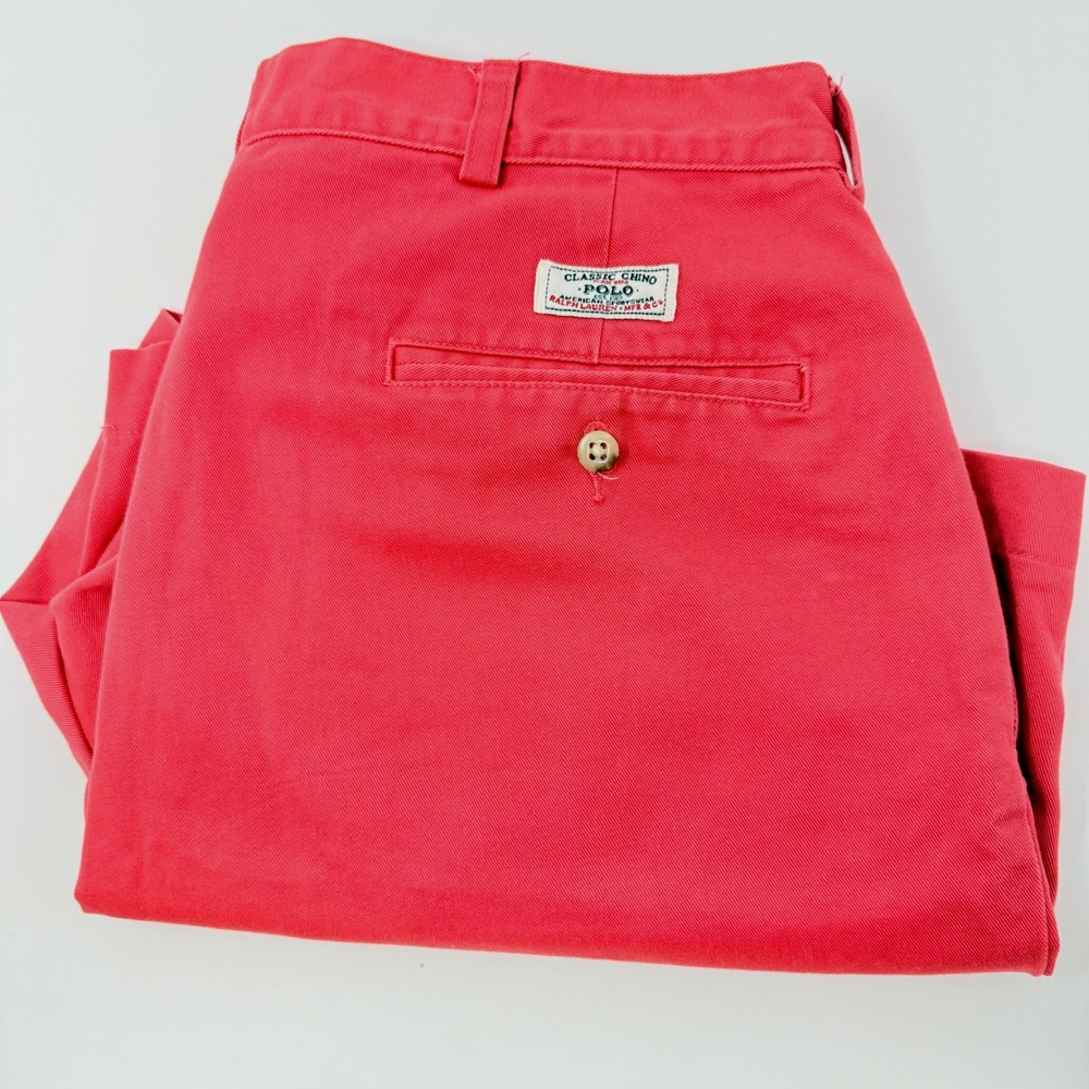 Polo Ralph Lauren Andrew Short Mens 34 Red Pleated Cotton Chino Shorts 6 Inseam